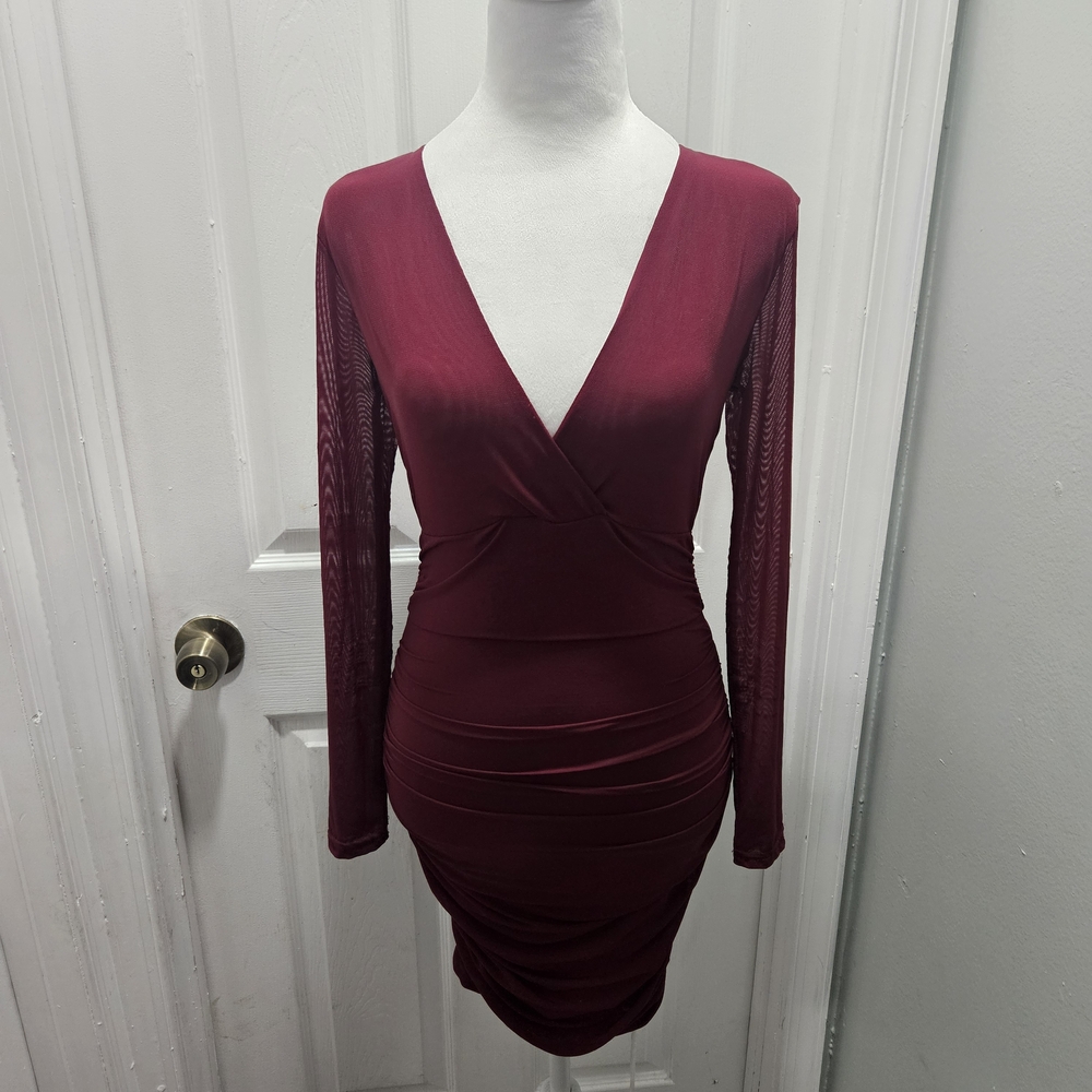 Windsor Deep Red Long Sleeve Dress